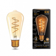 Лампа Gauss Filament ST64 6W 550lm 2400К E27 golden LED 1/10/40