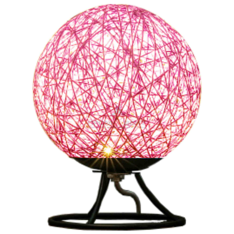 12-84 Светодиодный ночник из ротанга, 220В, 2Вт, 6 диодов, 3200K, 200Лм, 15*15*18см, розовый