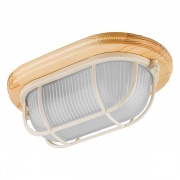 Светильник для бани термостойкий 130° на деревянной основе Клен, IP54 E27 овал решетка НБО 04-60-012