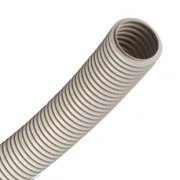 Труба ПВХ гибкая гофр. д.25мм, лёгкая с протяжкой, цвет серый [бухта 25м]