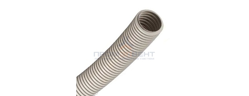 Труба ПВХ гибкая гофр. д.25мм, сверхтяжёлая без протяжки, цвет серый [бухта 50м]